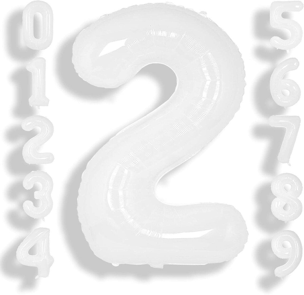 40 Inch White Large Number 2 Balloon – Giant Jumbo Foil Helium Balloon for 2nd Birthday, Anniversary, or Party Decorations (White)